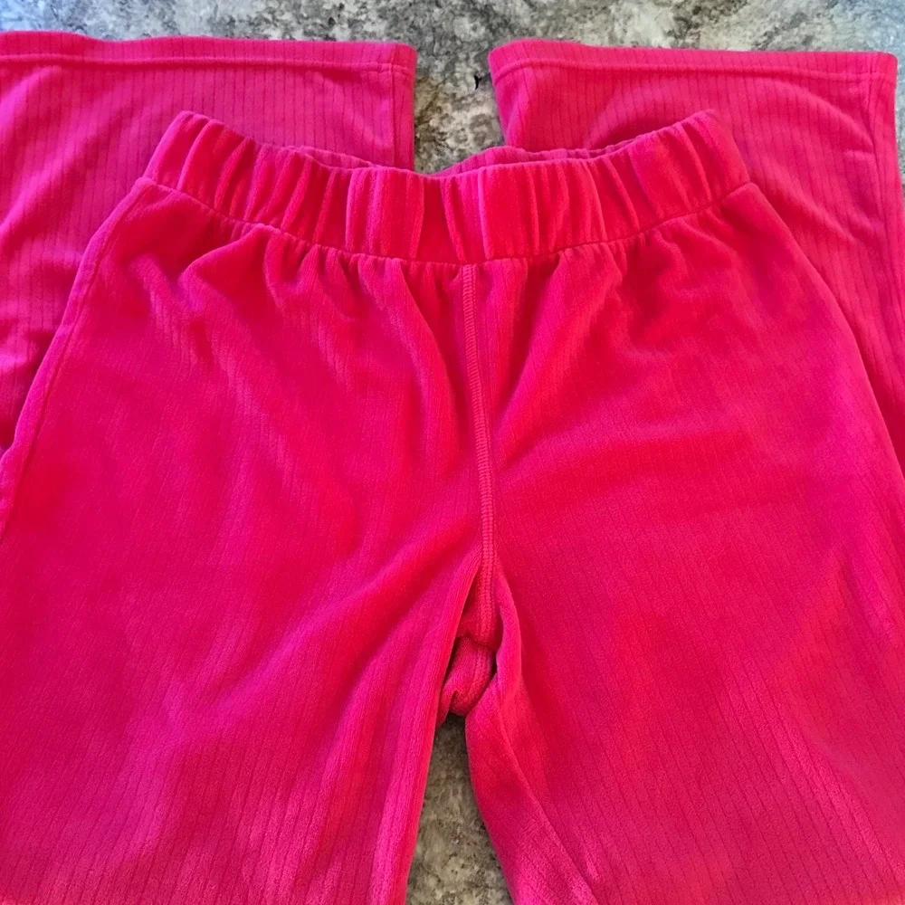 Jessica Simpson Hot Pink Velour Pants Size M Flare Leg Fuchsia Super Soft